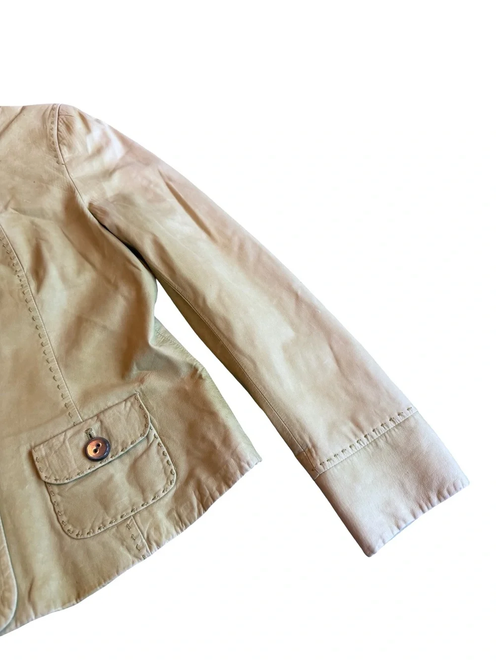 Worth 100% Leather Jacket Bold Green Button-Down Retro Vintage Classic Size 12